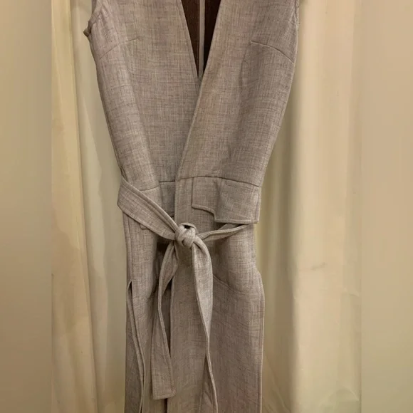 Topshop sz XS Suit vest with belt grey maroon - Picture 3 of 7